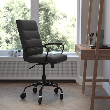 Flash Furniture Black LeatherSoft Roller Wheel Executive Chair GO-2286M-BK-BK-RLB-GG